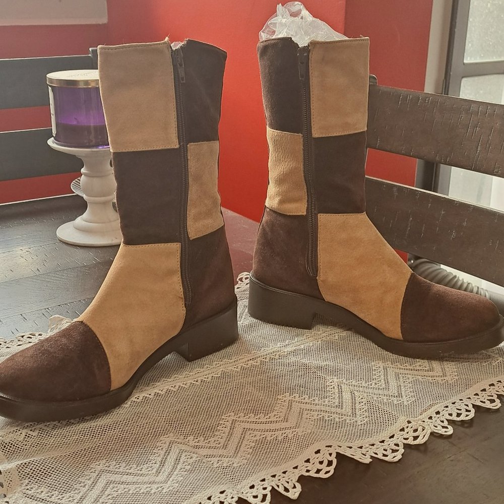 Vintage Mod style suede booties
